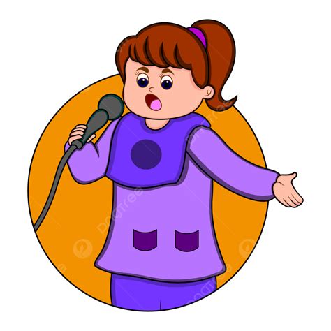 Gadis Bernyanyi Dengan Mikrofon Nyanyian Mikropon Musik Png Dan