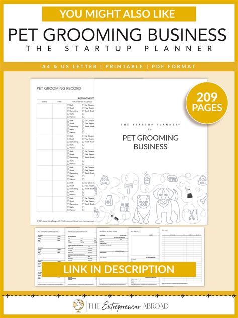Pet Grooming Business Planner Printable Pet Groomer Pet - Etsy | Pet