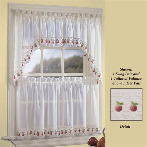 Free shipping on prime eligible orders. Apple Orchard Sheer Kitchen Tier Window Treatment