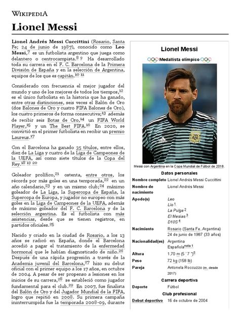 Lionel Messi Wikipedia La Enciclopedia Libre Pdf Lionel Messi