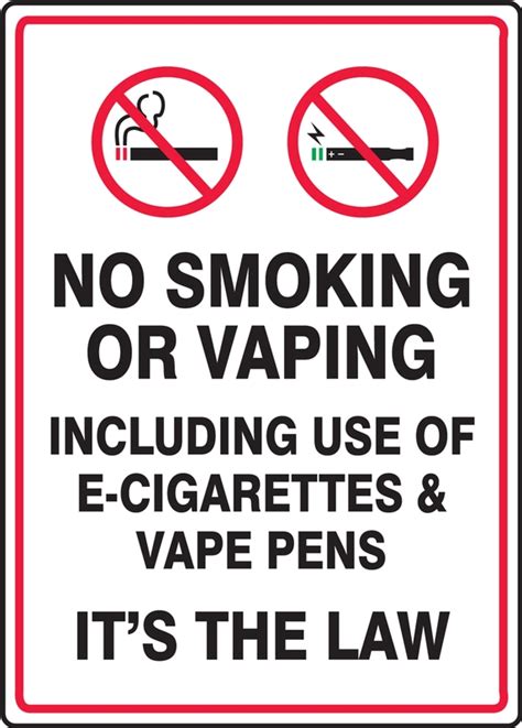 Safety Sign No Smoking Or Vaping Including Use Of E Cigarettes