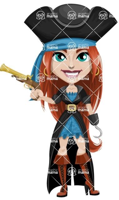 woman pirate cartoon vector character aka brianna the fearless 112 illustrations gun and