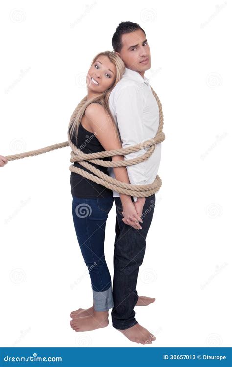 Couple Bound Together By A Rope Stock Image Image