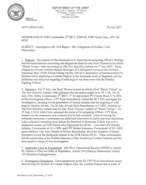 Fileinvestigative Ar 15 6 Report Re Allegations Of Soldier Unit