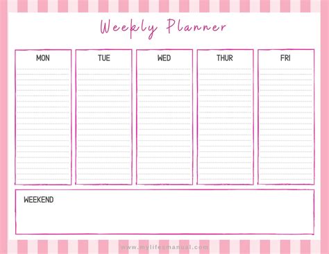 Weekly Planner Free Printables Mylifesmanual