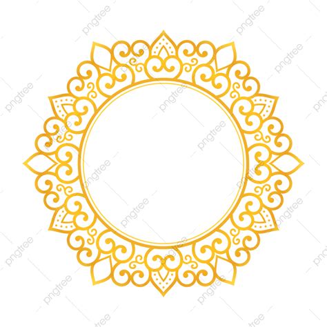 Bingkai Lingkaran Dekoratif Dengan Ornamen Bunga Png Lingkaran