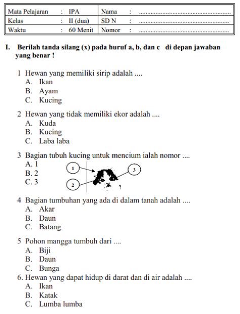 Latihan Soal Uas Pas Ipa Kelas 2 Sd Semester 1 Tahun 2021 2022 Serba