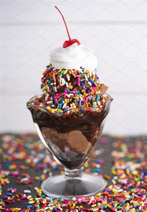 Chocolate Ice Cream Sundae With Choc Containing Ice Cream Cream And Milk Food Images