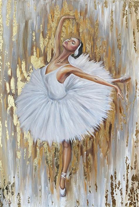 Abstract Ballerina Oil Painting Original Gold Ballerina Wall Etsy Uk
