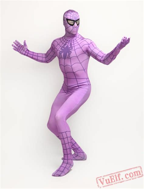 purple spiderman zentai suit spandex bodysuit costumes spandex bodysuit zentai suit