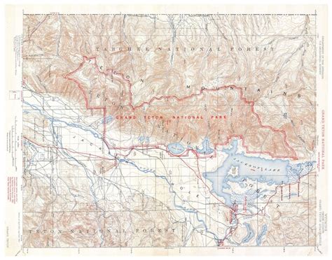 Grand Teton National Park Wyoming Map Vintage Topographic Etsy