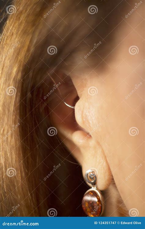 Deaf Woman Hearing Aid Ear Stock Image Image Of Senior 124351747