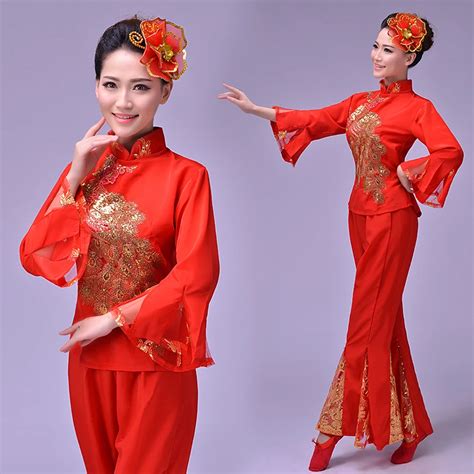 Traditional Chinese Folk Dance Costume For Woman National Dragon Dance Costumes Dancing Yangko