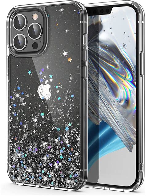 Ulak For Iphone 13 Pro Clear Glitter Stars Case Sparkly Soft Tpu Hard