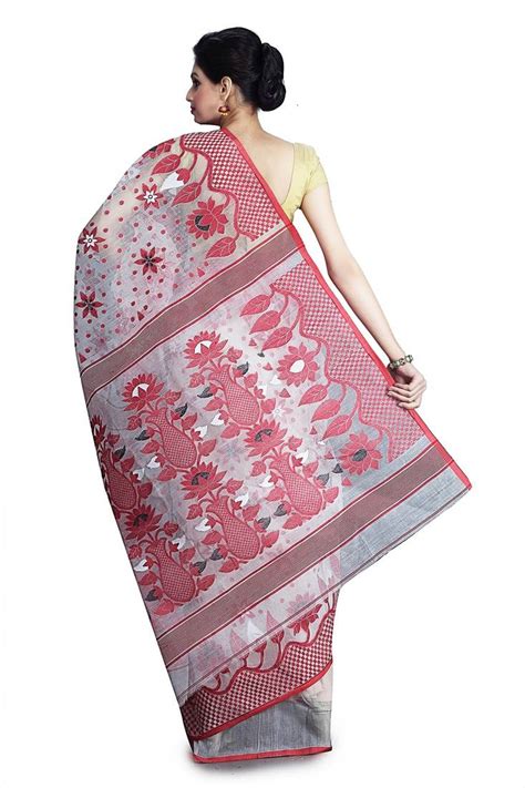 Red Hand Woven Silk Cotton Saree Ramkrishna Basak 2834494