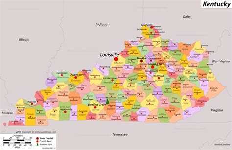 Kentucky County Map With Roads World Map