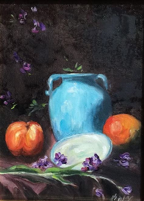 Still Life With Blue Vase Painting By Erin Cronin Webb Pixels