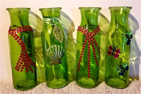 Green Glass Vases Glass Vase With Rhinestones Glass Vase With