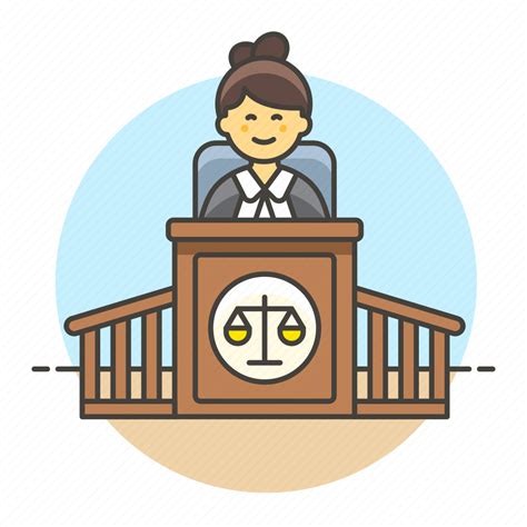 Legal Magistrate Podium Courtroom Female Courthouse Case Icon