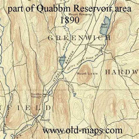 Quabbin Reservoir 1890 Usgs Old Topographic Map Before The Reservoir