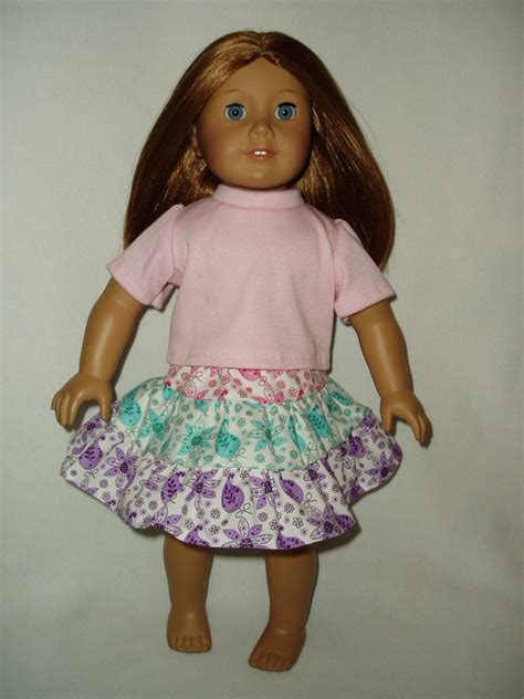 twirly tiered skirt and t shirt 18 doll clothes fits american girl pink 15 50 ag doll