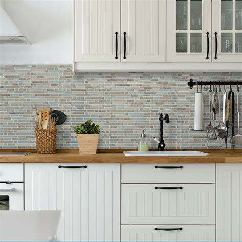 Adding a kitchen back splash in your kitchen can really give it some character and well as being functional for easy clean up. Menards Peel And Stick Backsplash