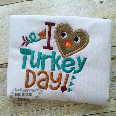 I Heart Turkey Day Applique Beau Mitchell Boutique