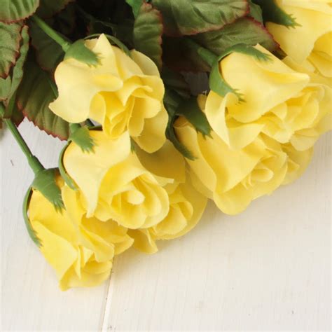 Soft Yellow Artificial French Rosebud Stems Picks Sprays Floral