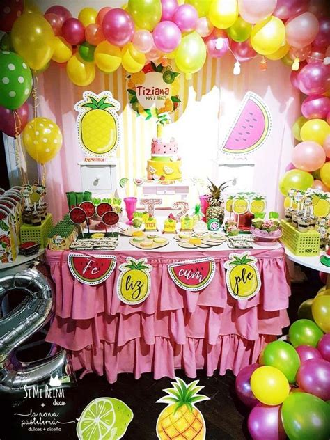 Devra party manufactures high quality tissue paper decorations for all your events and parties. Check out this colorful Fruit Birthday Party!! See more ...