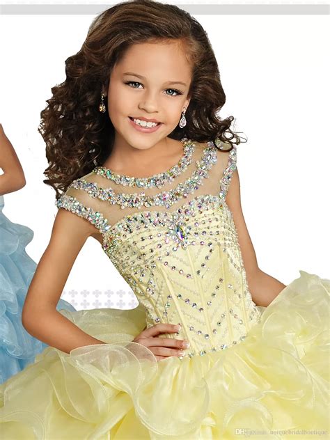 Girls Pageant Dresses Capped Sleeves National Glitz Pageant Dress For Babe Girls Babes
