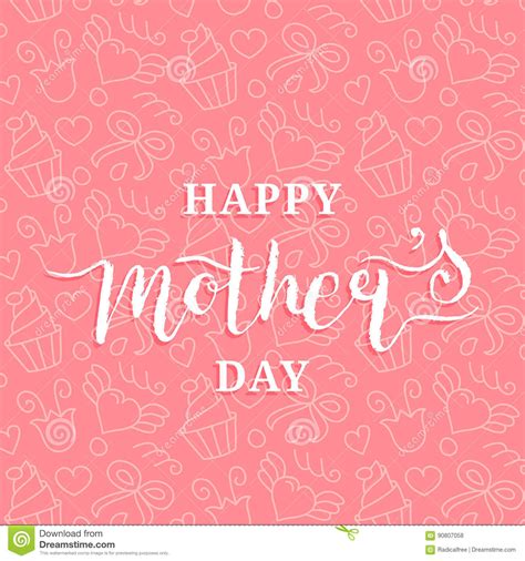 Happy Mothers Day Greeting Card Pink Illustration For Greeting Cardfestive Poster Etcvector