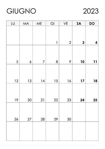 Calendario Giugno 2023 Calendariosu