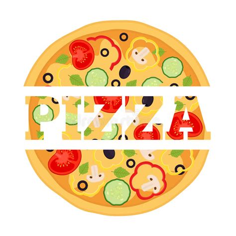Vegetarische Pizza Margherita Logo Aufkleber Gemacht In Der Flachen