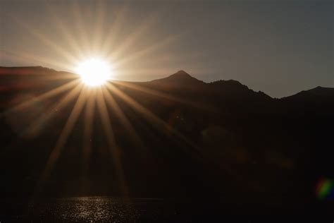 Sunset Sun Rays Over Mountains Free Stock Photo Libreshot