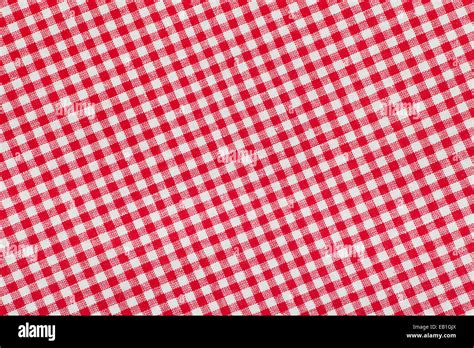 Red And White Checkered Picnic Tablecloth Background Texture Stock