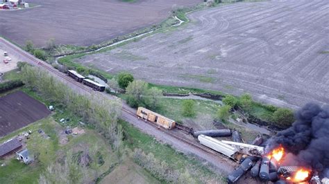 Iowa Freight Train Carrying Hazardous Substances Derails And Catches