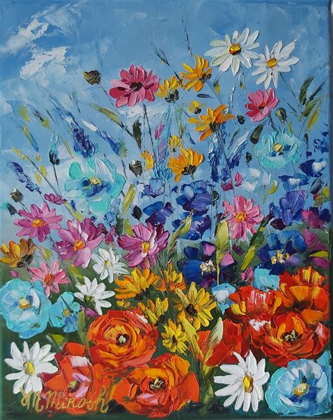 Oil Painting On Canvas Wildflowersimpasto Oil Painting Impressionism