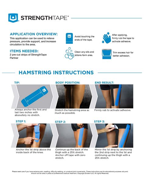 Printable Taping Instructions Kinesiology Taping Tight Hamstrings