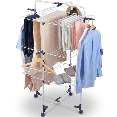 Toolf Clothes Drying Rack 3 Tier Collapsible Laundry Rack Stand