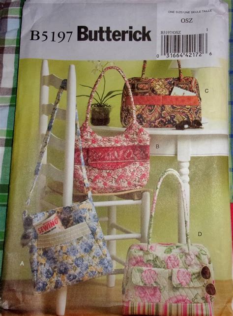 Butterick 5197 Tote Bags Craft Sewing Pattern Soft Cloth Shoulder Bag