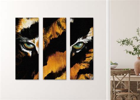 Tiger Print 5 Panels Large Paintings Animal Design Hd Printed Etsy