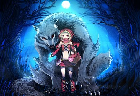Hood Anime Eyes Wolves Riding Art Hd Hot Little Red Riding Hood