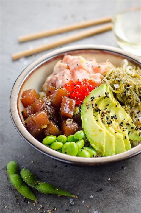 Ahi Tuna Poke Bowl Recipe With Spicy Salmon Umami Girl