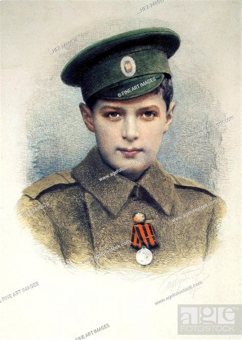 Tsarevich Alexei As A Lance Corporal Of The Russian Army 1917 Stock