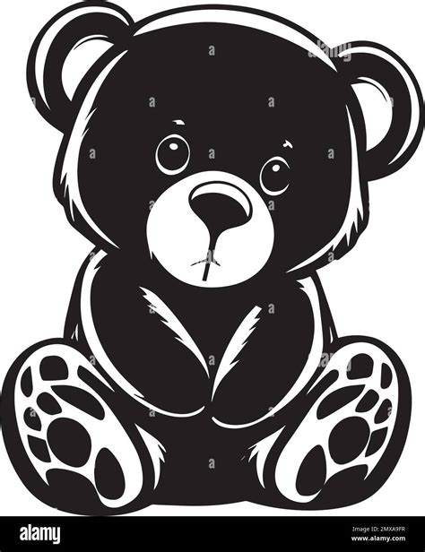 Cute Teddy Bear Monochrome Logo Stock Vector Image And Art Alamy