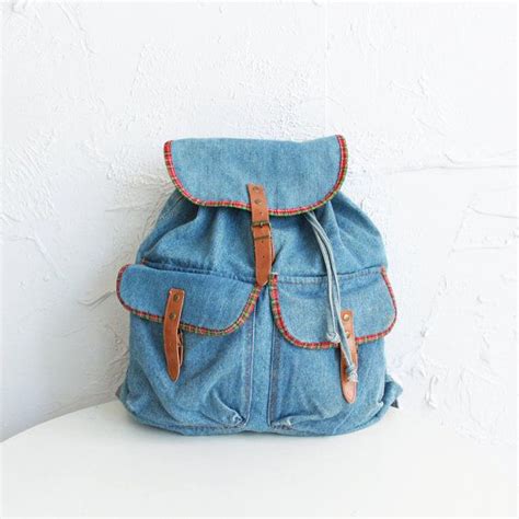 Vintage Blue Denim Backpack Etsy Denim Backpack Blue Denim Backpacks