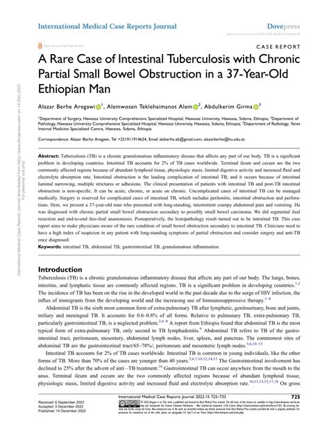 Pdf A Rare Case Of Intestinal Tuberculosis With Chronic Partial Small