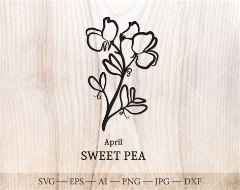 Sweet Pea Svg April Birth Flower Svg Birth Month Flower Etsy Ireland