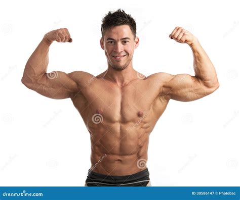 A Muscular Man Flexing His Biceps Royalty Free Stock Photography