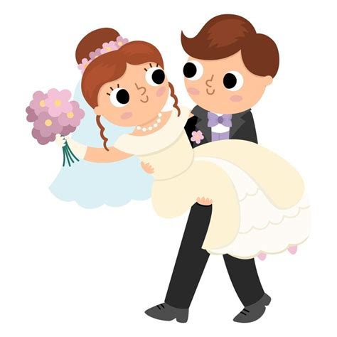 Premium Vector Vector Illustration With Groom Carrying Bride On His